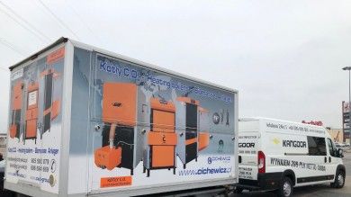 Mobile heating trailors for oil, gas and biomass